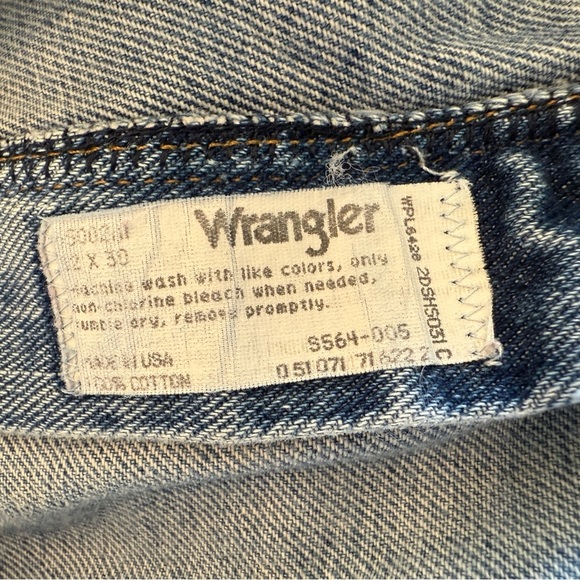VINTAGE! 90s Y2K Wrangler RW Unisex 32x30 Blue Straight Jeans Distressed Denim - Picture 12 of 12